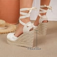 thumbnail image 4 of Rokment Womens Crochet Espadrilles Wedge Sandals 2026 Boho Beach Closed Toe Platform Chunky Heeled Strappy Dressy Shoes for Summer Fall White Size 6.5, 4 of 6