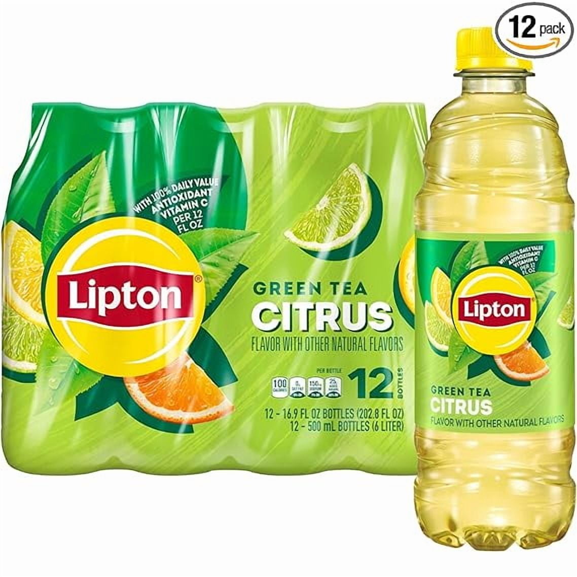 Lipton Green Tea Citrus Iced Tea, Refreshing Taste, 16.9 oz, 12