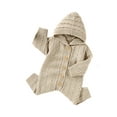 thumbnail image 3 of Qiylii Toddler Knitted Bodysuit, Solid Color Hooded Long Sleeves Rompers, 3 of 9