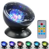 Remote Control Projector Light With Built-in Music Player 12 LEDs 7 Color Changing Modes Ocean Wave Projector Night Light for Indoor Kids Bedroom Party Dating Mood(Black)