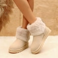 thumbnail image 4 of GJPBGK Women Winter Warm Snow Boots Faux Fur Lined Suede Pull-On Platform Ankle Boots Cozy Outdoor Casual Footwear, 4 of 9