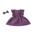 thumbnail image 4 of Robe en Velours Côtelé pour Bébés Filles, Robe Sans Manches à Volants avec Bandeau, 4 of 6