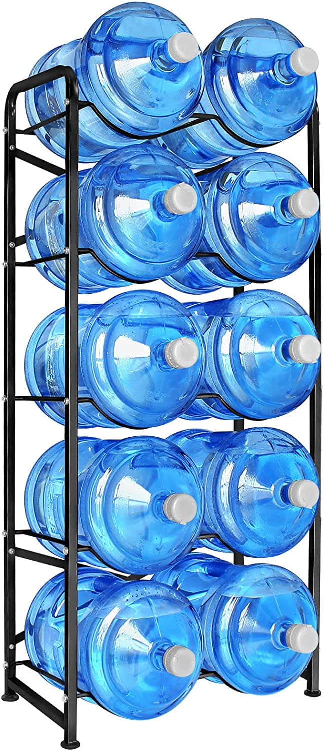Water Bottle Storage Rack, 5Tier Reinforced Carbon Steel Water Jug