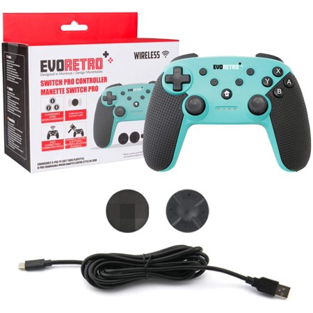 Evoretro Wireless Bluetooth Controller Compatible With Nintendo Switch Pro Pc Gamepad Joypad Remote With Gyro Axis Turbo Buttons Pack Of 1 Turquoise Walmart Canada