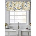 thumbnail image 4 of Seasonal Botanical Blooms Curtain Valances for Windows, Blue Yellow Flowers Kitchen Valance Window Treatment, Light Filtering Block Curtains for Bathroom/Bedroom/Living Room 54'' x 18'', 4 of 9