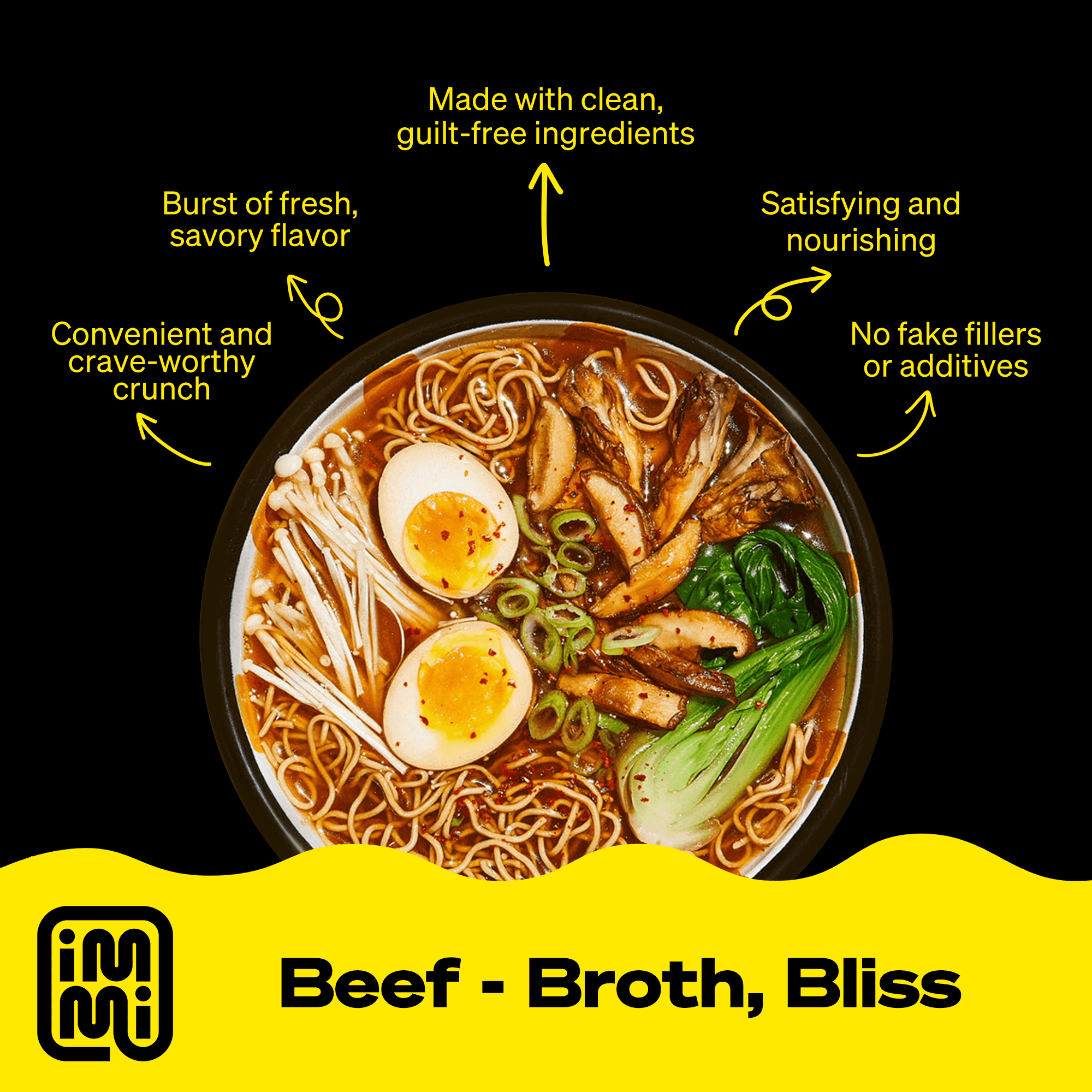 Immi Spicy "Beef" Ramen Instant 28g Protein, 12g Fiber, 100% Plant Based 6 Pack
