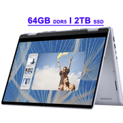 Dell Inspiron 14 7445 Premium 2-in-1 Laptop 14" WUXGA ComfortView Touchscreen AMD 6-core Ryzen 5 8640HS 64GB DDR5 2TB SSD Backlit Fingerprint Wi-Fi6E FHD Camera Win11 Copilot AI
