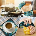 thumbnail image 4 of Teal Gold Marble Kitchen Oven Mitt and Pot Holder Sets 2 Pcs for Baking, Cooking and Grilling, Heat Resistant Up To 392 °F, 4 of 7