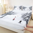 thumbnail image 3 of jejeloiu Skiing Sport Queen Sheet Sets,Hello Winter Bed Set For Girls Boys 4-Piece, 3 of 7