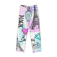 thumbnail image 4 of Easygdp Eiffel Tower and Hearts Men's Pajama Pant, Sleep Elastic Waistband Lounge Pants - X-Large, 4 of 9