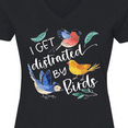 thumbnail image 4 of Inktastic I Get Distracted by Birds Women's V-Neck T-Shirt, 4 of 5