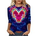 thumbnail image 5 of BLVB Tie Dye Heart Graphic T Shirt Women Valentines Shirt Cute Pattern 3/4 Sleeve Tops Spring Crewneck Tees, 5 of 5