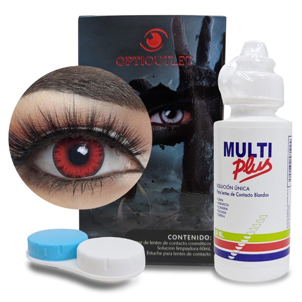 Pupilentes - Lentes de Contacto de Color Fantasía para Maquillaje y Disfraces de Halloween | Pupilentes de Colores para Cosplay Anime | Disfraz Halloween Mujer y Hombre - Rojo Vampiro