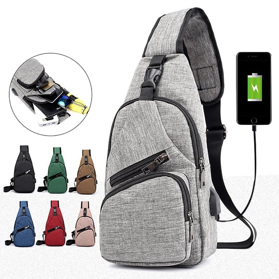 Stylago Women Mens Crossbody Bags USB Charging Port Travel Hiking Chest Bag Shoulder Purses with Multiple Zipper Pockets Black