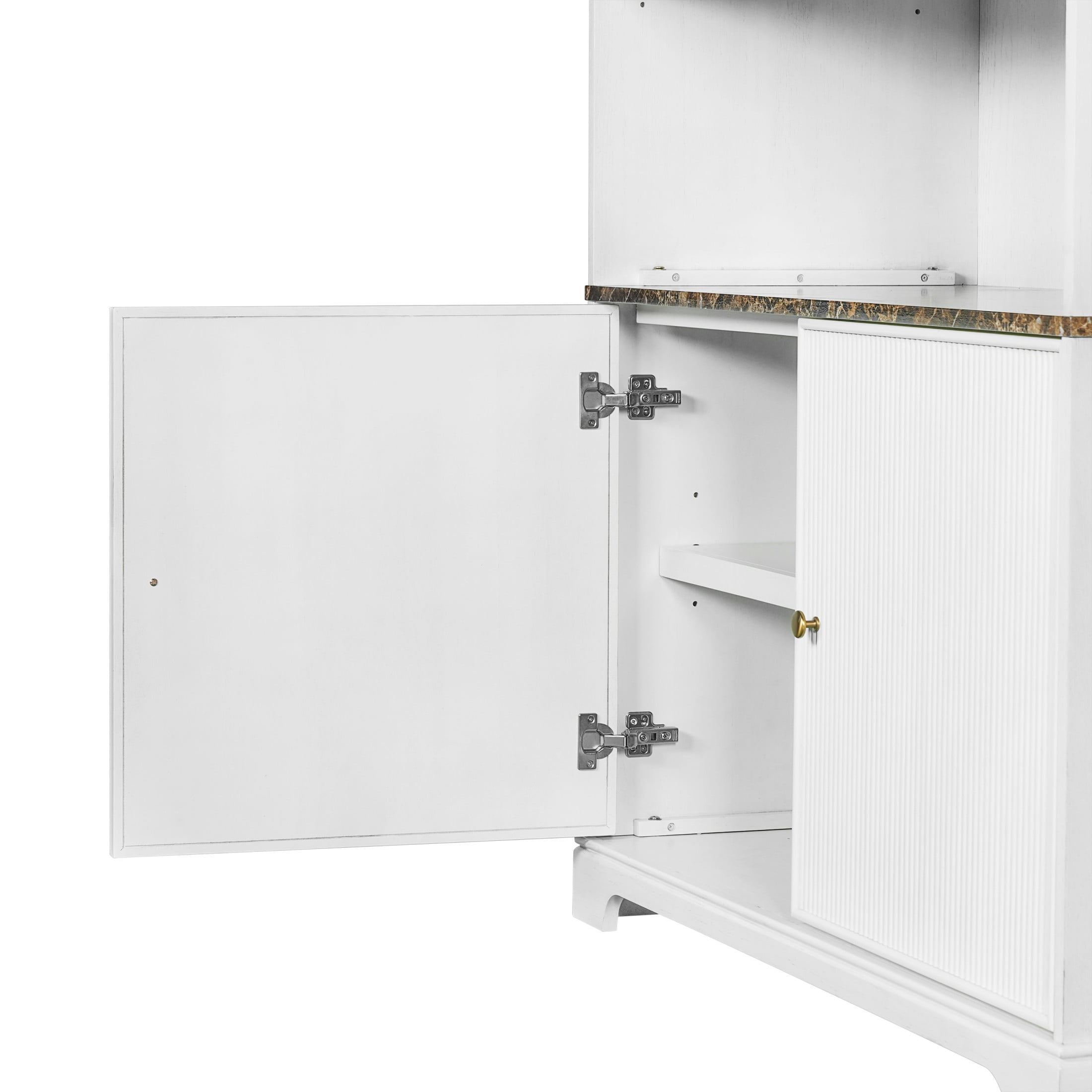 Christopher Knight Home 91" Bookcase Storage Cabinet with Display Shelves and Fluted Doors, White