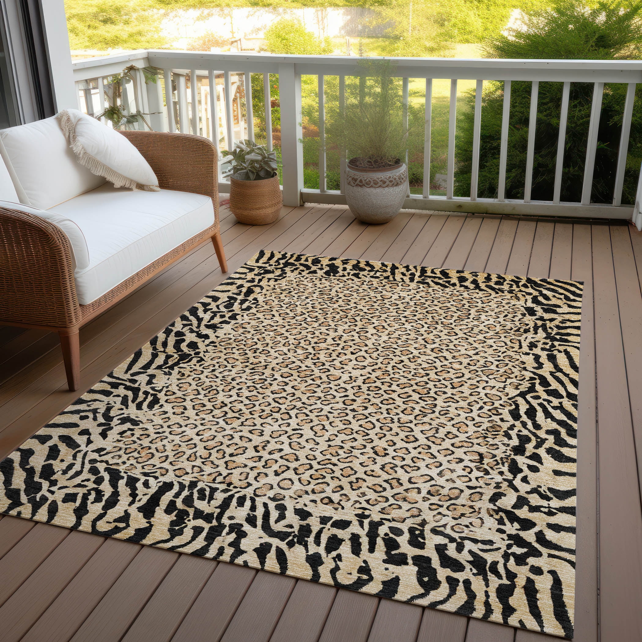 Addison Rugs Chantille Indoor/Outdoor Transitional Animal Skin Gold Washable Rectangle Rug, 5' x 7'6"