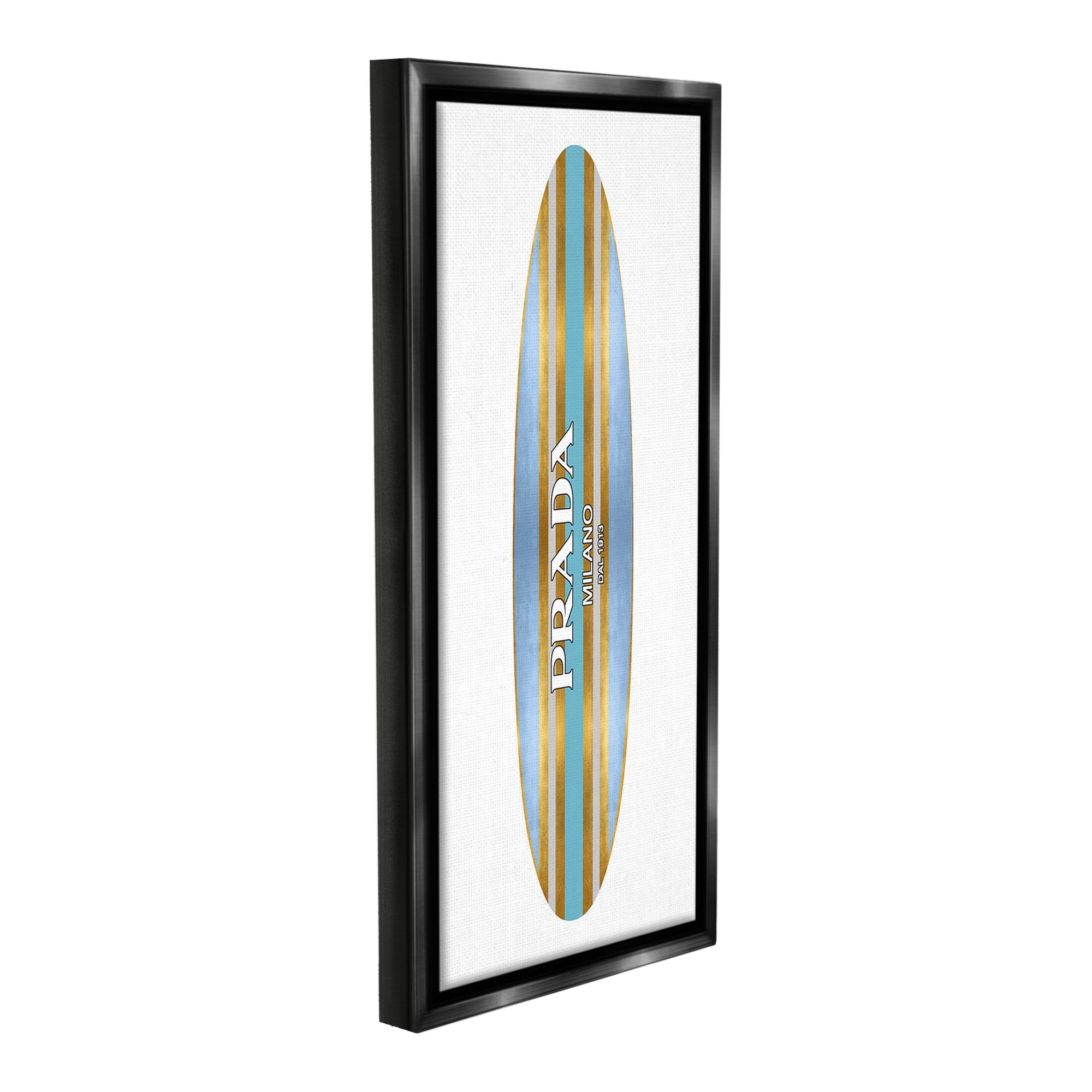 Stupell Industries Fashion Glam Surfboard Nature Painting Black Floater Framed Canvas Art Print Wall Art, 11 x 25
