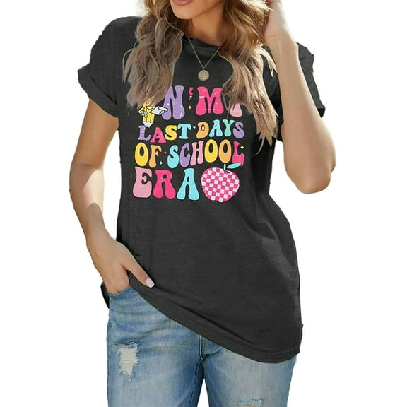 MOUSYA Last Day of School Teacher Shirt: Women Teacher Life Shirts Summer Happy Graduation Gifts Tee Tops