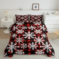 thumbnail image 2 of Feelyou Snowflake Queen Comforter Set for Teens, Black Red Plaid Bedding Sets, Merry Christmas Reversible Bedding Comforter Set, Microfiber Bedroom Decor, 3pcs, 2 of 8