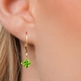 thumbnail image 3 of Gem Stone King 14K Yellow Gold Green Peridot Earrings for Women | 1.46 Cttw | Gemstone August Birthstone | Princess 5MM, 3 of 6