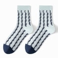 thumbnail image 2 of Xfvqtps Womens Crew Socks Ribbed Pattern Color Blocking Middle Tube Non Shedding Comfortable Breathable Elastic Soft Cozy Premium Spring Summer Cotton Socks Light Blue, 2 of 4