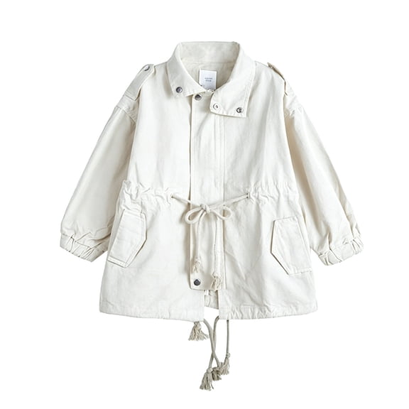 Edvintorg Toddler Jackets for Girls Fashion Turn Down Collar Long Sleeve Coat with Pockets Fall Winter Kids Jackets Girls 1-8 Years