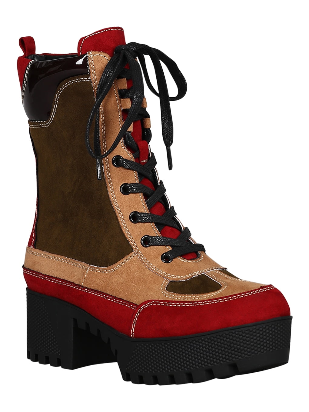 color block lug boots
