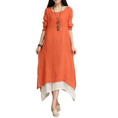 - Womens Dresses On Clearance Long Sleeve Crew Neck Long
