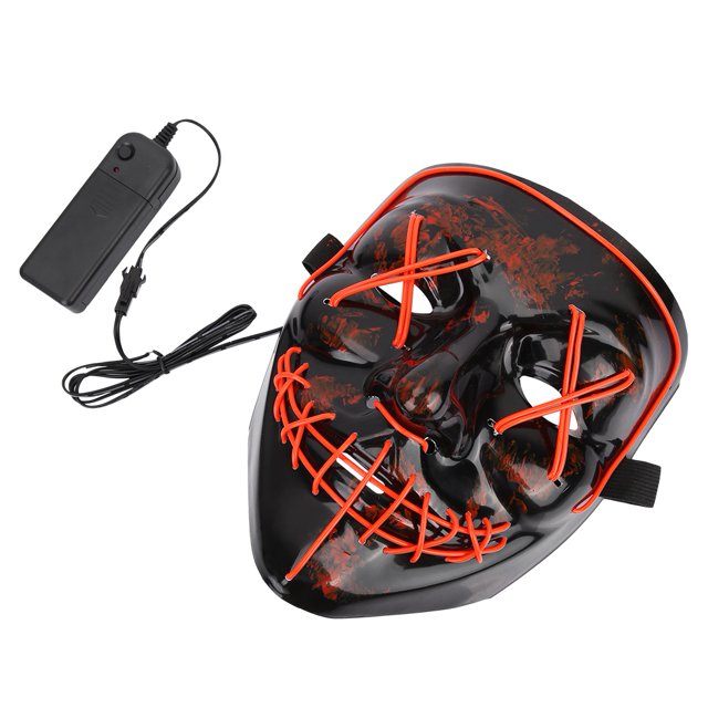 Disfraz de máscara luminosa con luz LED aterradora de Halloween para decoración de espectáculos de accesorios de fiesta (rojo) YUNYI BRAND Deportes