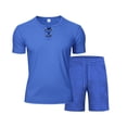 thumbnail image 4 of Eres Más Que una Prueba Puntuación Camisa Hombres Moda Cordón de Color Sólido Manga Corta Blusas con Cuello en V Conjunto de Cintura Elástica, 4 of 5