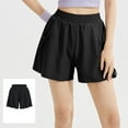thumbnail image 5 of Vibrex Women's Solid Color Sports Shorts Casual Running Outdoor Fitness Pants High Waist And Hip Lift Home Shorts Women's Athletic Shorts Perfect For Home,Travel,Walks,Vacations._Black_L, 5 of 5