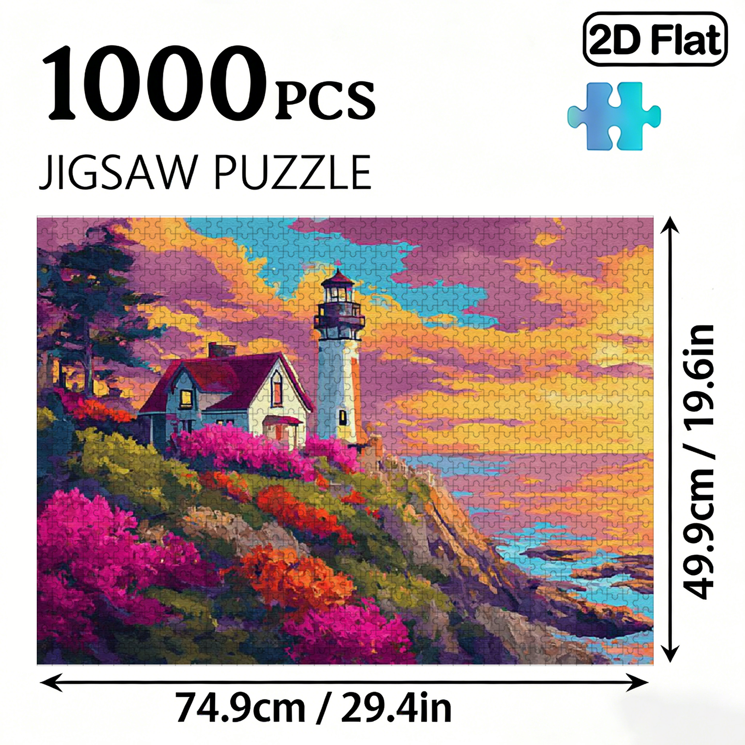 A Box of (1000pcs) Adult Puzzles, with a Gorgeous Sunset Design, Challenging, Suitable. 29.4*19.6 in