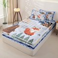 thumbnail image 2 of Castle Fairy Cute Camo Woodland Animal Zipper Twin Comforter Sets with Fitted Sheet and 2 Pillowcases,Fox Bear Deer Puppy Pine Zipper Bedding Set,Sky Blue Cream,Navy Blue Reversible,4-Piece, 2 of 6