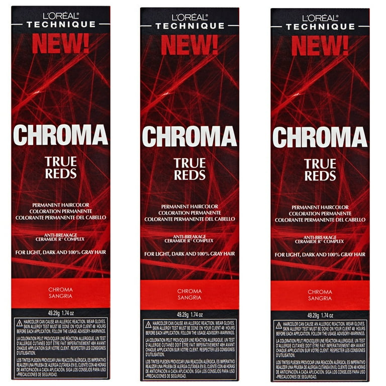 Loreal Technique Chroma True Reds permanent Hair Color For Light, Chroma  Sangria, 1.74 oz 