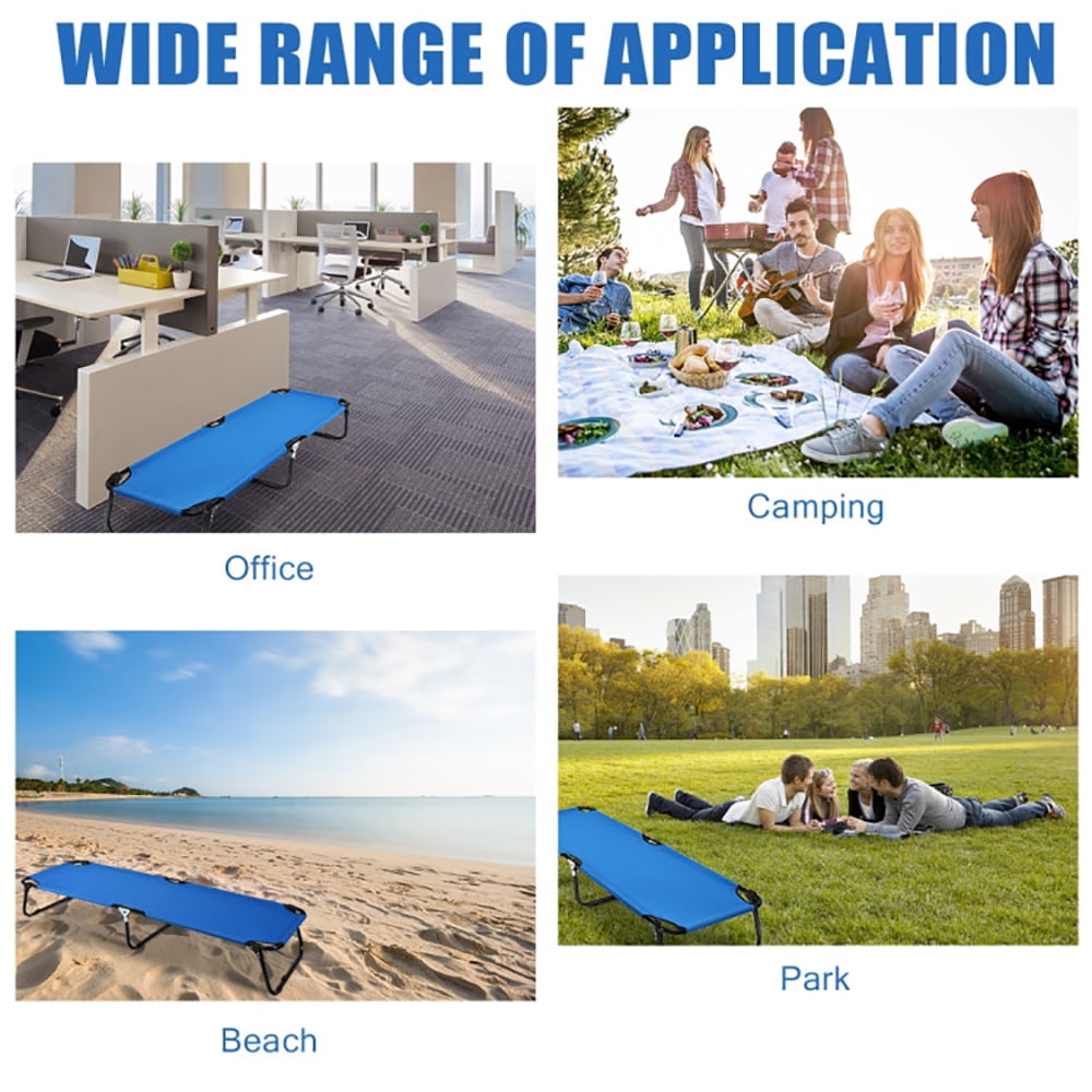 Aimee Lii Folding Camping Bed Outdoor Portable Military Cot Sleeping Hiking, Folding Sleeping Cot for Camping, Blue