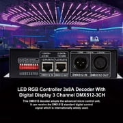 LED RGB Controller 3x8A Decoder With Digital Display 3 Channel DMX512-3CH