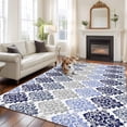 thumbnail image 2 of Blue Boho Flowers Area Rugs 5'x7', Small Throw Rugs for Laundry Room Playroom, Modern Luxurious Ombre Geometric Floral Indoor Outdoor Rug Non-Slip Low Pile Carpet Runner Reversible Floor Mats, 2 of 8