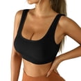 thumbnail image 2 of Ovbmpzd Ribbed Everyday Sports Bras for Women Removable Cups High Impact Black Cami Bras Yoga Running Quick-Dry Active Bras,S, 2 of 6