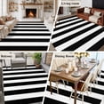 thumbnail image 6 of Geometric Pattern Washable Living Room Rugs 5'x8', Black Line Stripe Simple Style Low Pile Throw Large Area Rug Non-Slip Sturdy Edge Binding Carpet for Living Room Kitchen Office, 6 of 9