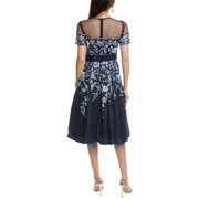 Eliza J womens Embroidered Tulle Cocktail Dress, 2, Blue