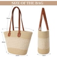 thumbnail image 5 of Pleneal Straw Bag For Women, Summer Straw Beach Handbags Large Shoulder Purses Woven Tote Bag,Beige Lace Stripe, 5 of 7
