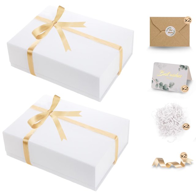 Estuche de regalo DUOTAN 34x25x9 cm, grande, blanco, magnético, x2