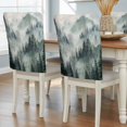 thumbnail image 2 of Green Forest Mountain Chair Covers Set of 6 Retro Watercolor Gradual Foggy Pine Tree Chair Back Covers Stretch Removable Washable Slipcovers Protector for Dining Room Kitchen Party Decor, 2 of 9