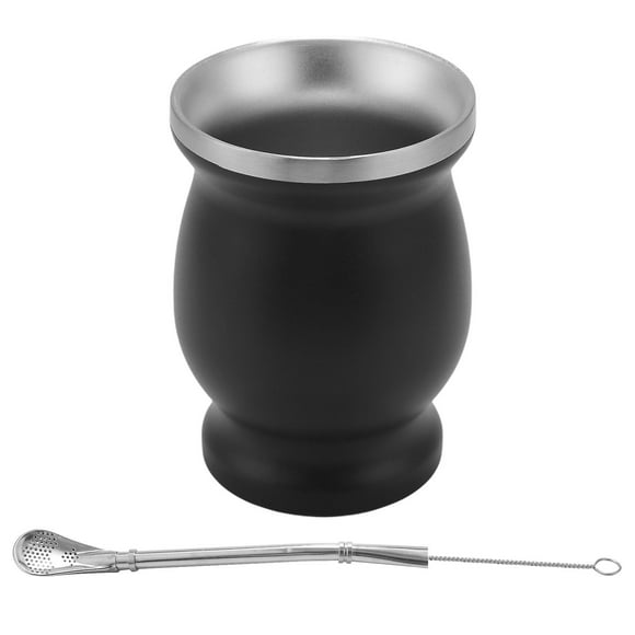 Yerba Mate Gourd Set Double-Wall Stainless Steel Mate Tea Cup and Bombilla 8 Ounces Bombillas Yerba