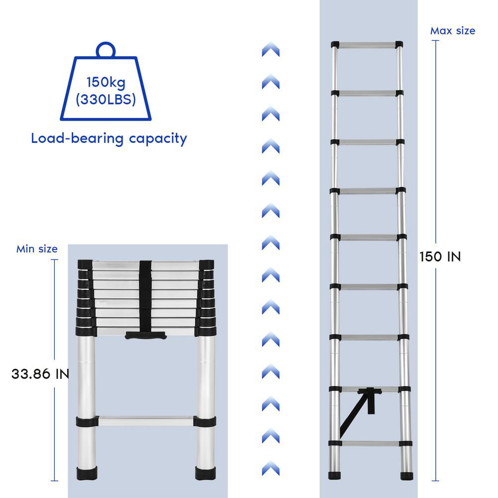 Details about   Telescoping Ladder 12.5Ft/3.8M Aluminum Multi Telescopic 3.8M/12.5Ft Ladder 