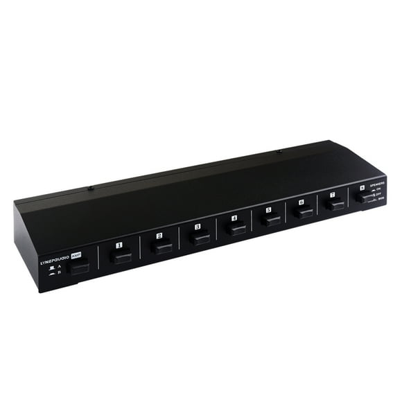 LYNEPAUAIO B028 Amplificateur de Puissance et Haut-Parleur 2 en 8 Sorties, Dispositif de Distribution de Haut-Parleur 8 Canaux, Interrupteur de Haut-Parleur Sélection Manuelle Indépendante