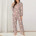 thumbnail image 2 of KLL Sailboats And Palm Tree Print Women's Long Sleeve Pajamas with Pants Sleepwear Loungewear 2 Set-X-Large, 2 of 7
