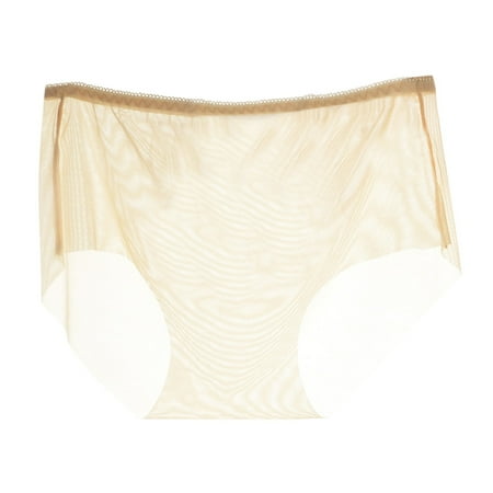 BYHONG Women s Full Transparent Sexy Crotch Low Waist Underwear Seamless Mesh Large Underwear Womens Panties Beige XXXL