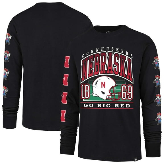 Men's '47  Black Nebraska Huskers Go Big Long Sleeve T-Shirt