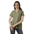 thumbnail image 2 of Moomaya Chemise Tunique Style Enveloppant pour Femmes en Coton Décontracté Col Classique Boutonné, 2 of 6